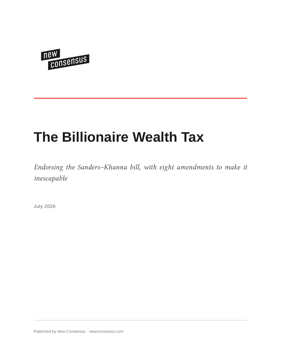The Billionaire Wealth Tax endorsement cover