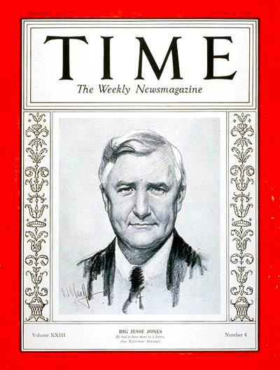 Jesse Jones on the cover of a 1934 TIME magazine